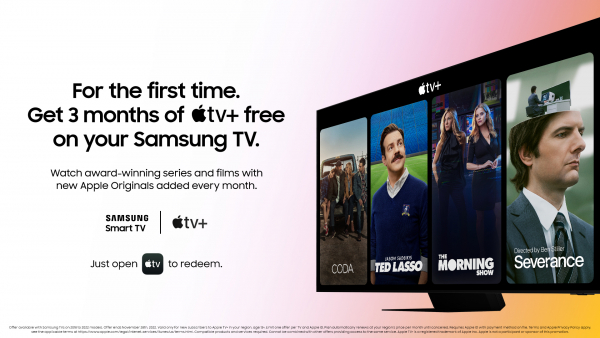 Usuarios de Smart TVs de Samsung ahora pueden disfrutar de Apple TV+ gratis por tres meses